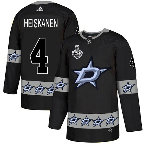 Men Adidas Dallas Stars #4 Miro Heiskanen Black Authentic Team Logo Fashion 2020 Stanley Cup Final Stitched NHL Jersey